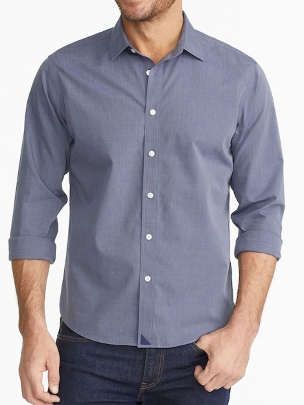UNTUCKit Orville Wrinkle Free Longsleeve  Polo Shirt Slim Fit Navy Blue Small